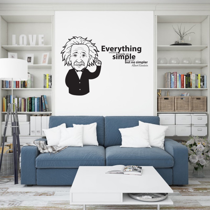 Hình Dán Tường Chủ Đề Câu Nói Nổi Tiếng Của Albert Einstein | Decal Dán Tường Trang Trí Quán Cafe, Phòng Làm Việc