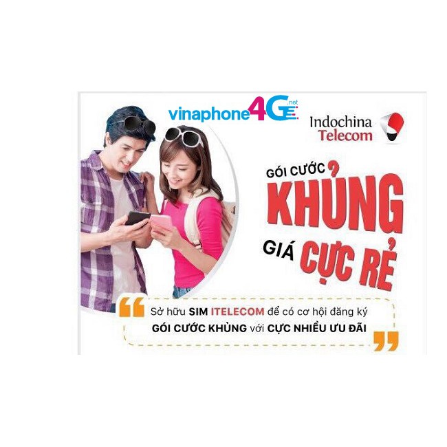 SIM 4G Indo -Telecom gói MAY tặng 90GB DATA mạng Vinaphone GPSCM