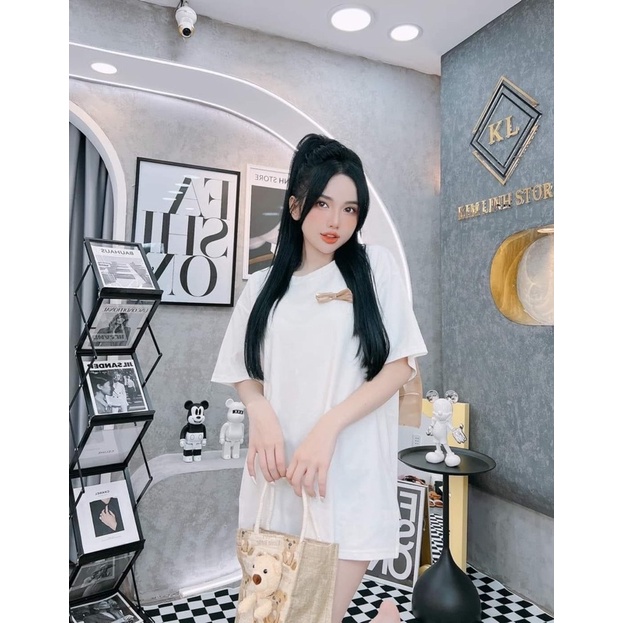 Áo thun cotton đính nơ voan to hot hit