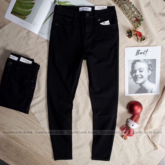 Quần jeans đen dáng skinny (rách gối + trơn) | BigBuy360 - bigbuy360.vn