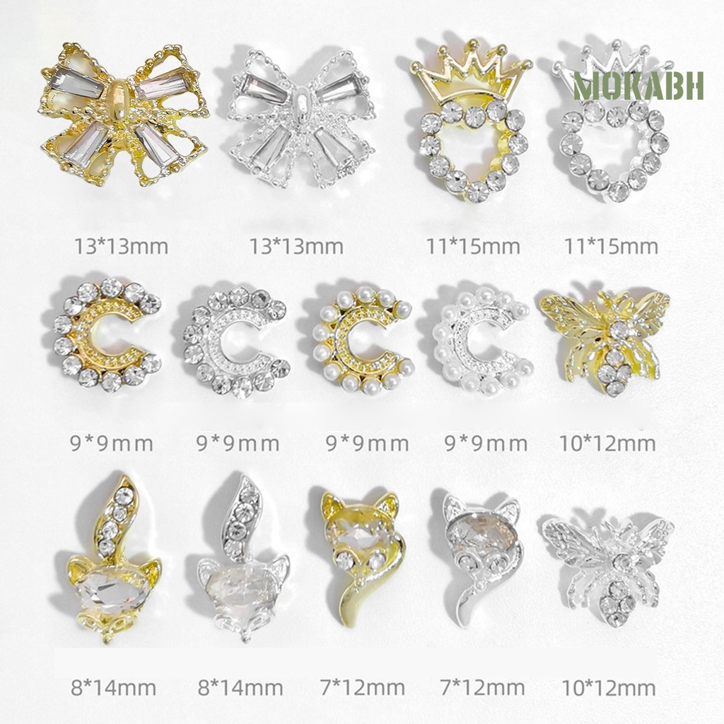 Phụ Kiện Trang Trí Móng Tay 3D Bằng Hợp Kim Không Phai Màu Lấp Lánh