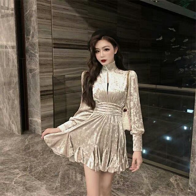 Đầm nhung xòe cao cấp