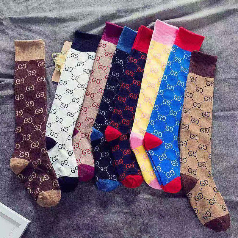 Vớ Cotton Gucci Cổ Cao Màu Trơn In Chữ GG Phong Cách Nhật Bản Thời Trang Mùa Đông Cho Sinh Viên