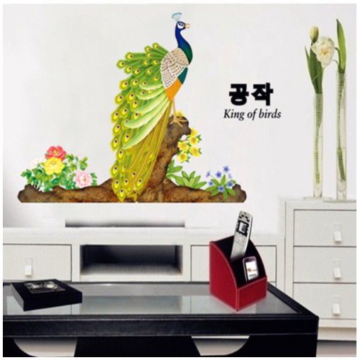 Decal trang trí chim Công quyến rũ mẫu mới