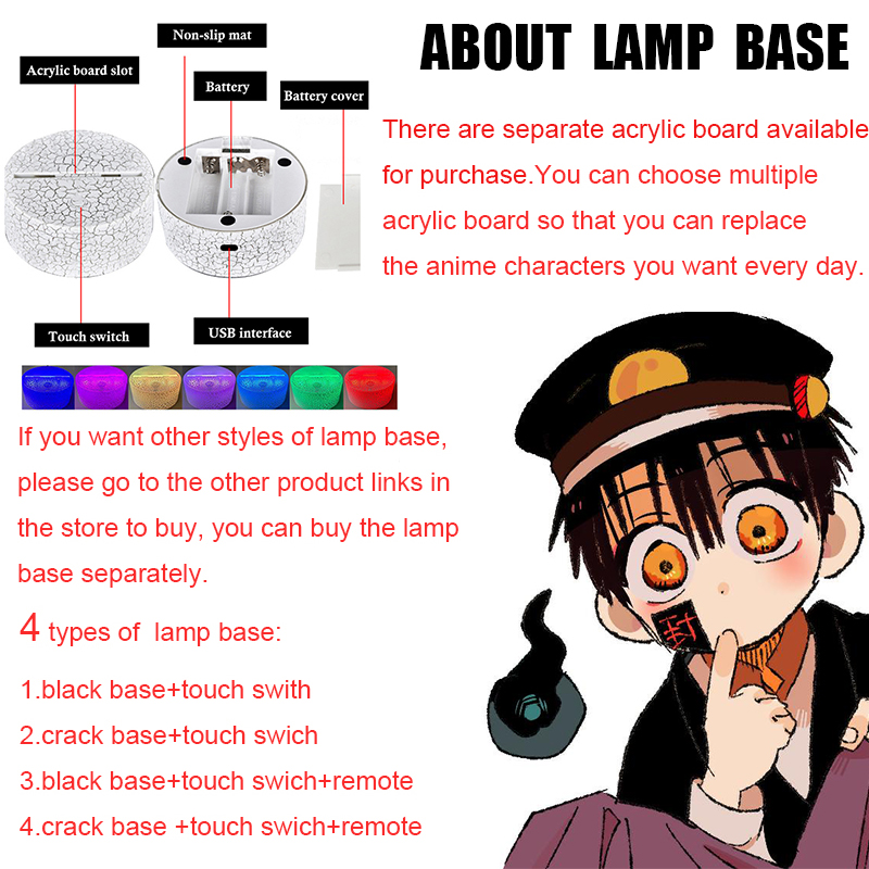 Đèn led 3D hình nhân vật anime để bàn trang trí độc đáo kèm điều khiển từ xa