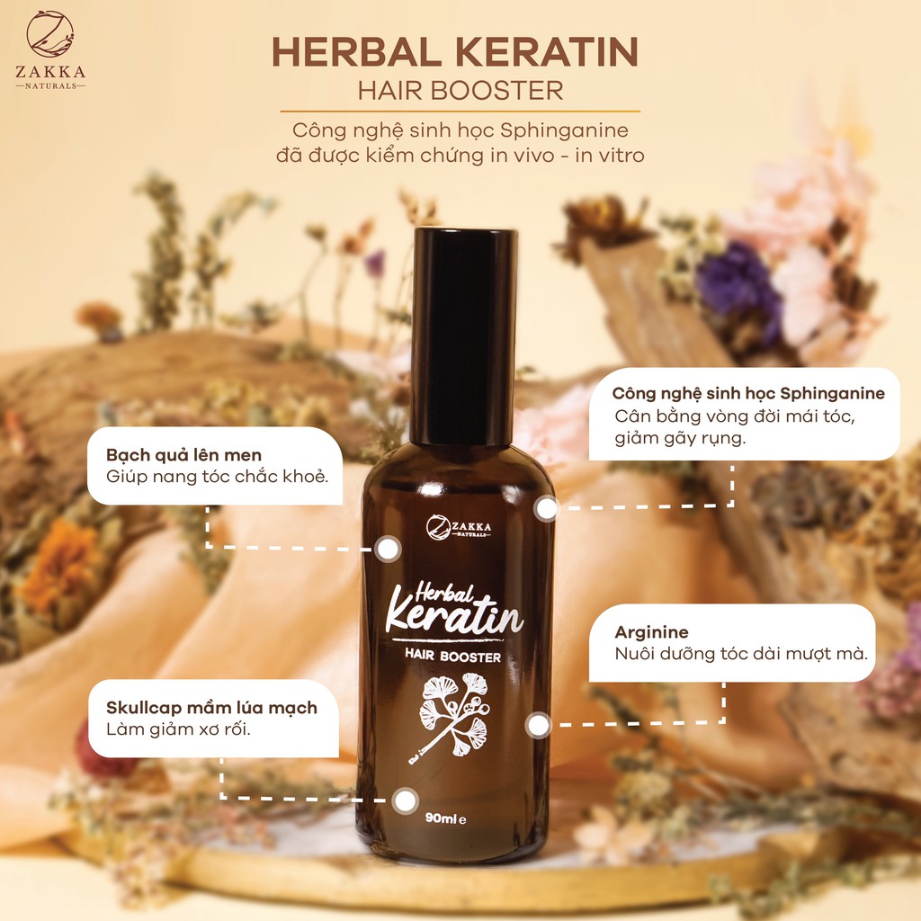 Tinh chất dưỡng bảo vệ phục hồi tóc, giúp tóc chắc khỏe giảm gãy rụng dạng xịt tiện lợi Herbal Keratin Hair Booster 90ml | BigBuy360 - bigbuy360.vn