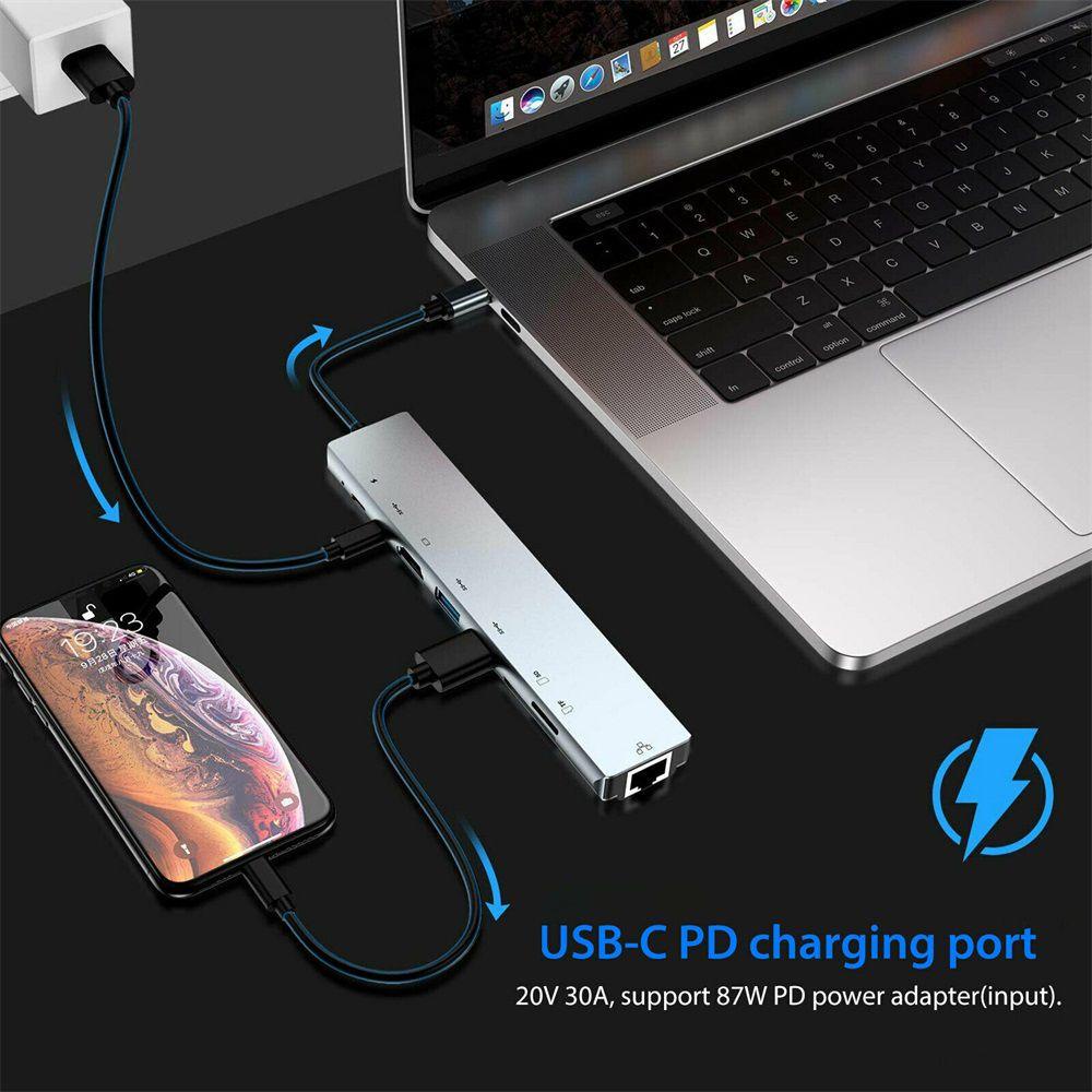 BEBETTERM Bộ Chia Cổng Sạc USB 3.0 Sang USB-C 8 Trong 1