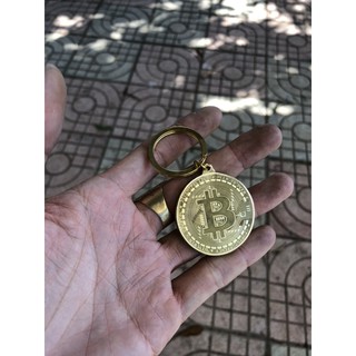 Combo 10 móc khoá đồng tiền Bitcoin mạ vàng 24k