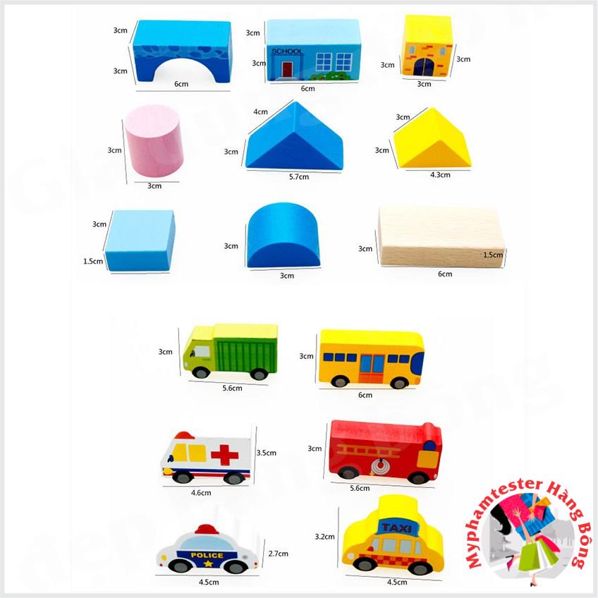 Bộ đồ chơi xếp hình gỗ thành phố 62 chi tiết