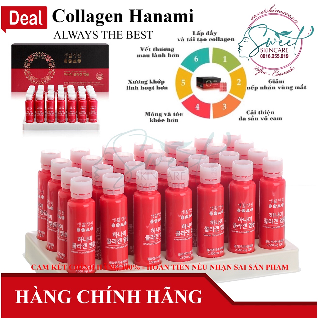 Tinh Chất Uống Collagen Và Nhau Thai Hanami Ampoule – Hàm Lượng Cao - Phục Hồi Nội Tiết -  Đẹp Da Tức Thì – LG Korea