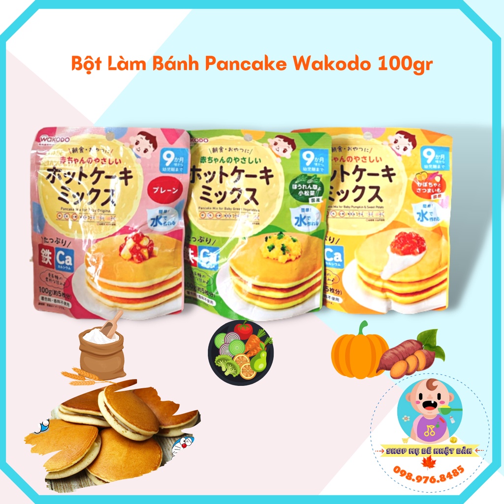 Bột Làm Bánh Pancake Wakodo 100gr | Bột Làm Bánh Doremon Cho Bé 9m+
