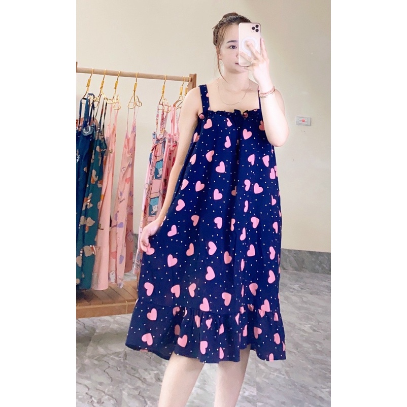 Váy lanh bầu 2 dây mùa hè cực kì mềm mát dễ chịu mùa hè 𝐕𝟏𝟑𝟐