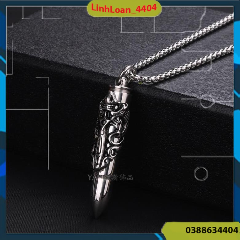 Dây chuyền nam mặt hình viên đạn đôi rồng titan Thiết kế tinh xảo mang lại vẻ lộng lẫy và sang trọng cho người đeo