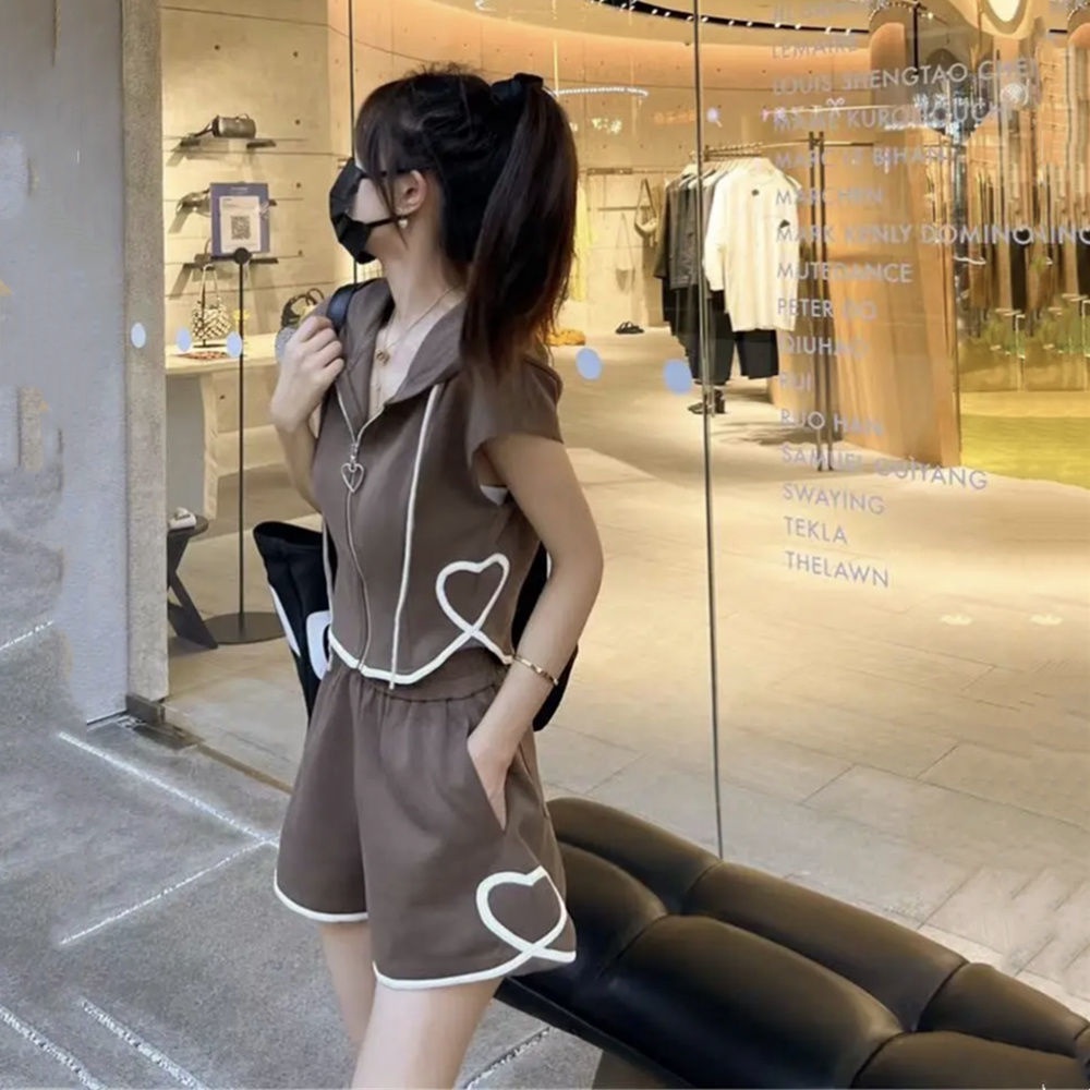 Bộ Đồ Thể Thao Hai Mảnh Áo Có Mũ Trùm Đầu Thời Trang Mùa Hè 2022 Dành Cho Nữ