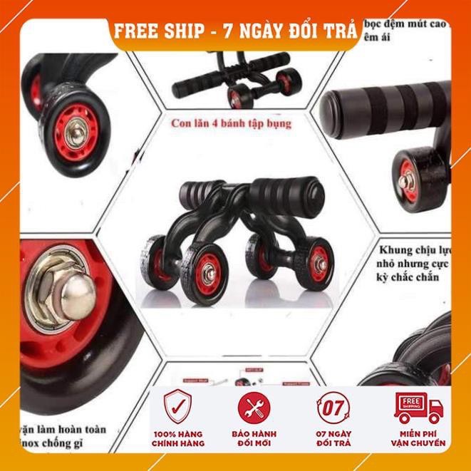 Con lăn tập cơ bụng 4 bánh tặng kèm thảm kê gối (clip thật)