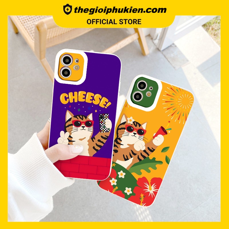 Ốp iphone - Ốp lưng iphone cạnh vuông Mèo đeo kính dành cho ip 6 đến 14promax - ng283