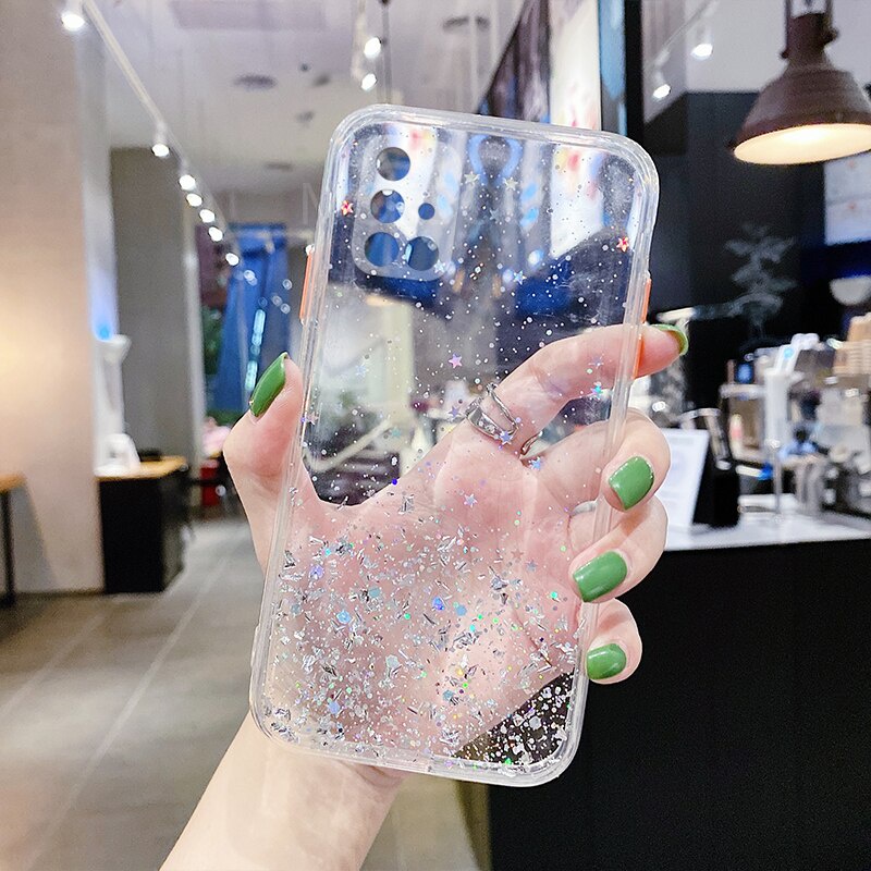 Ốp điện thoại cứng đính kim tuyến cho Samsung Galaxy A51 A71 A21S A10S A20S A31 A50 A50S