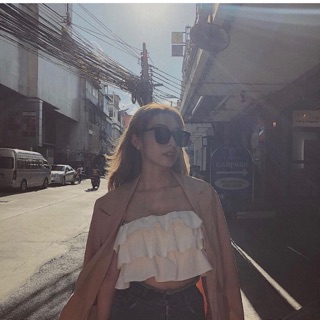 Áo croptop dáng quây ống xếp bèo tầng - by SugarG