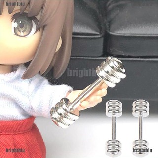 2Pcs 1/12 Dollhouse Barbell Dumbbells Fitness Weights Gym Model Toy Doll Decor