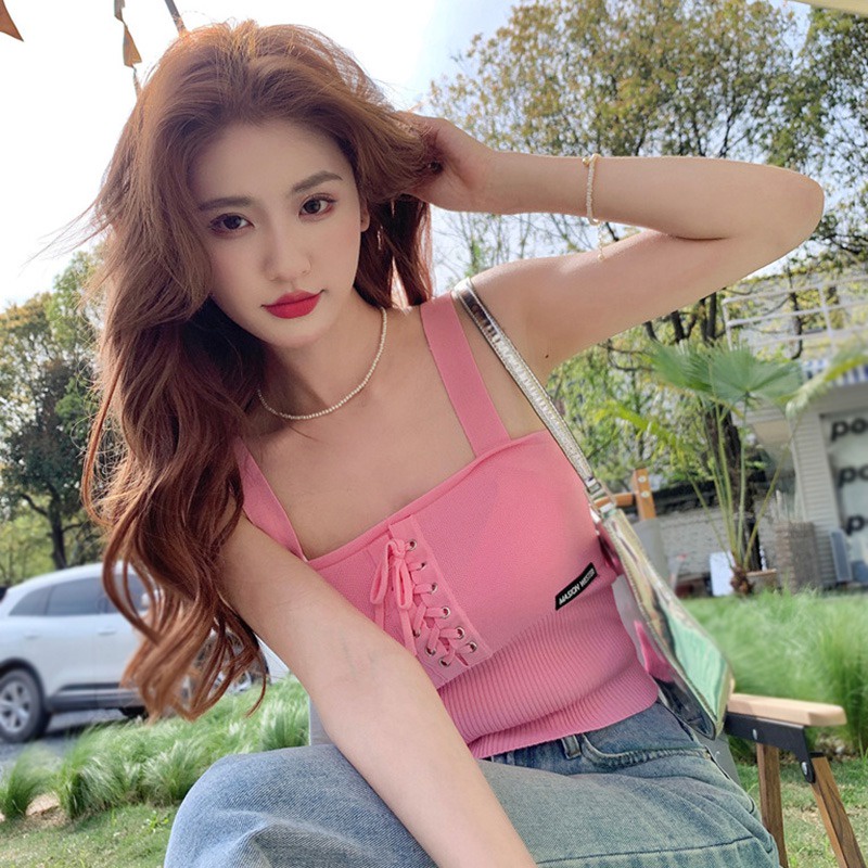 Áo Croptop Sát Nách Màu Sắc Trơn Phong Cách Hàn Quốc Cho Nữ