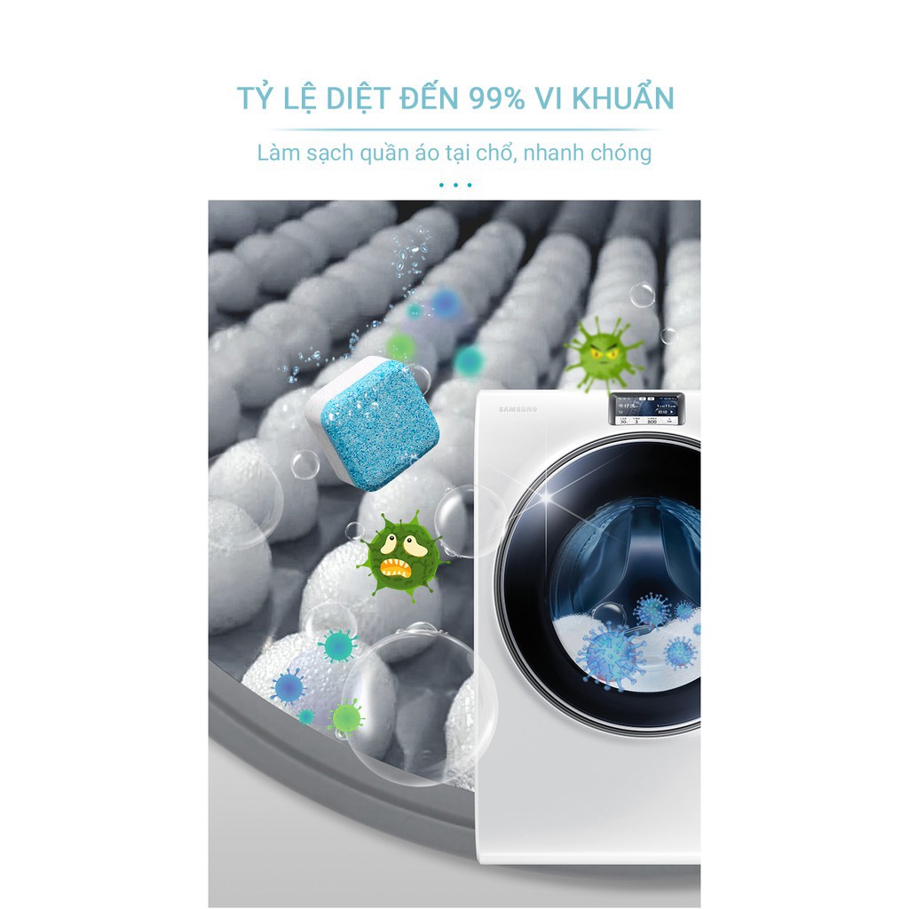 [Hộp 12 Viên] Viên Tẩy Vệ Sinh Lồng Máy GiặtI Diệt khuẩn và Tẩy chất cặn Lồng máy giặt hiệu quả