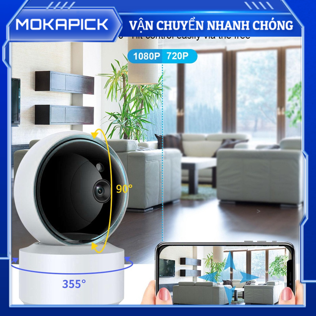Mokapick Camera An Ninh Trong Nhà 1080P HD 2.4G 5G Băng Tần Kép Hồng Ngoại Quan Sát Ban Đêm Không Dây Thông Minh 100‑240V