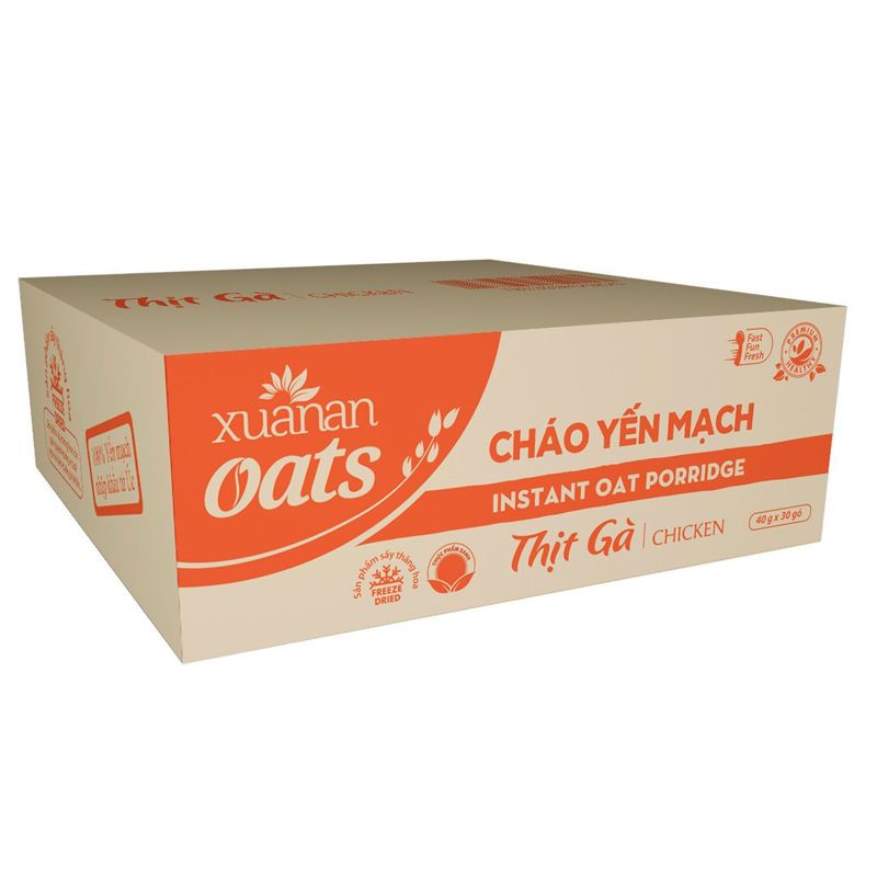 Thùng 30 Gói Cháo Yến Mạch Thịt Gà Xuân An( Tặng 3 Gói cháo 40g)