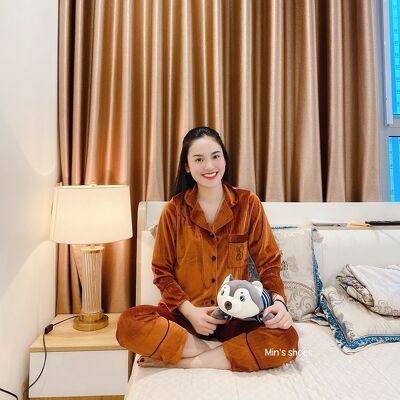 Min's Shoes - Bộ Ngủ Dài Tay Nữ Chất Nhung Cao Cấp B112