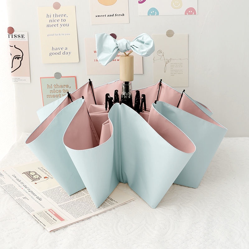 Ô chống nắng, chống tia cực tím, ô che nắng có giá trị cao, ô gấp cho nữ, ô che nắng và mưa, keo màu đơn giản phong cách instagram