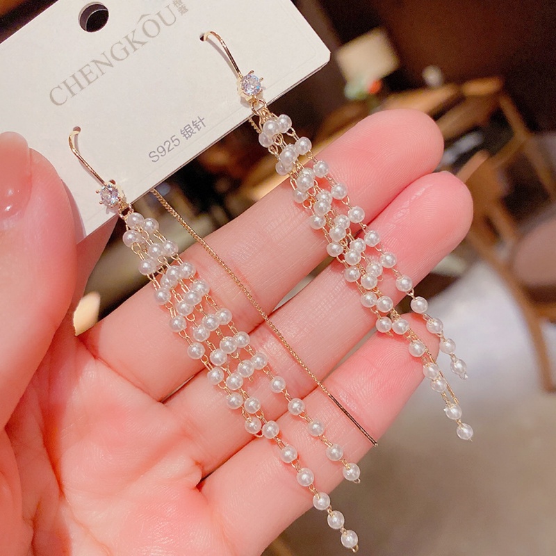 Đôi Bông Tai Dáng Dài Đính Ngọc Trai Thời Trang Cho Nữ