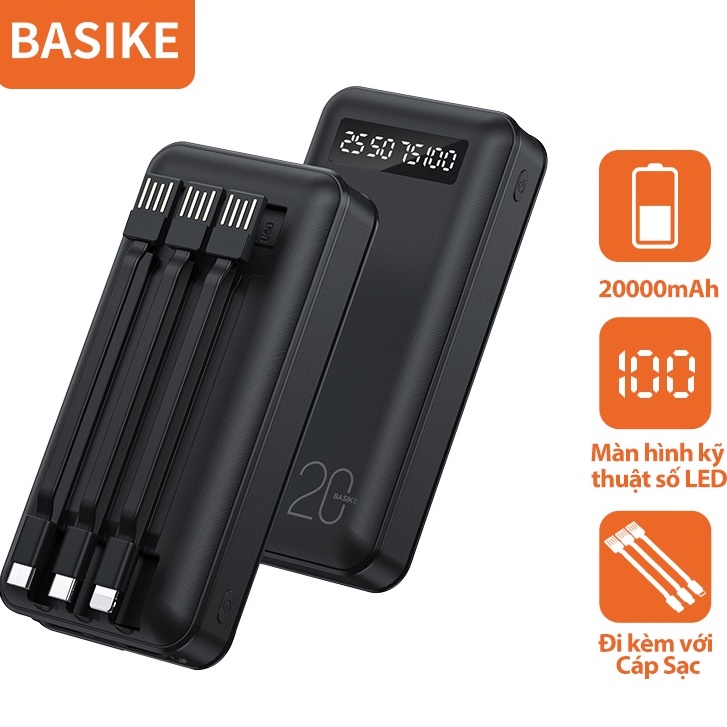 Sạc Dự Phòng 20000mAh 10000mAh BASIKE 10W Sạc Nhanh Hiển Thị Màn Hình Điện Tử