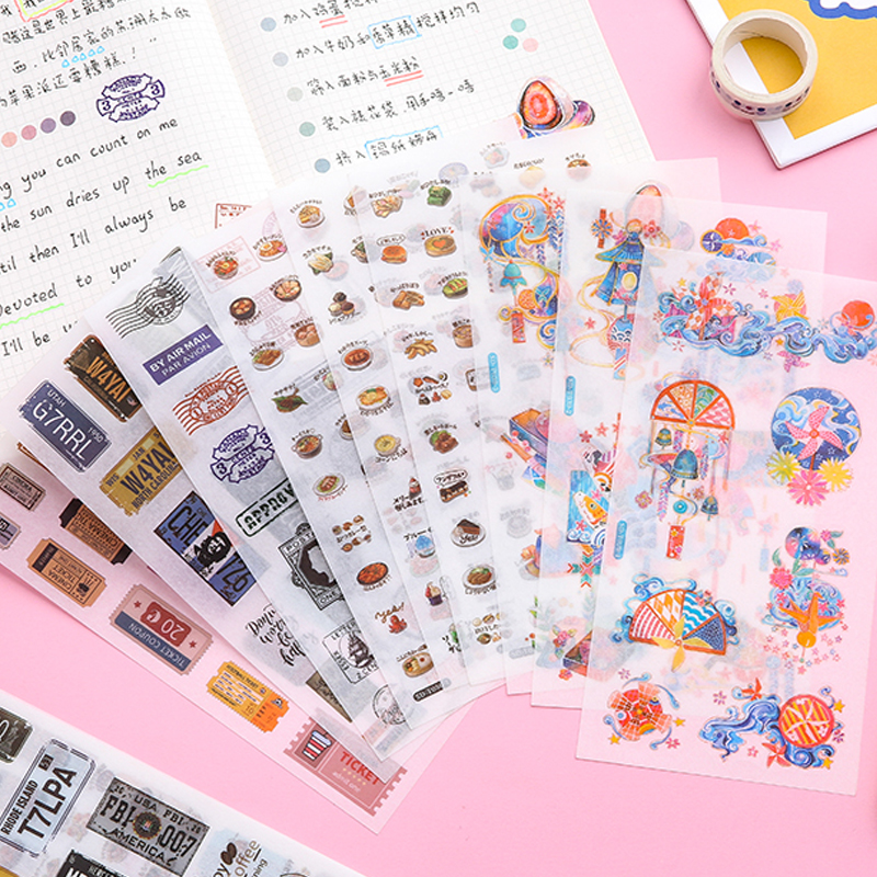 Set 3 tấm hình dán trang trí chống thấm nước phong cách vintage
