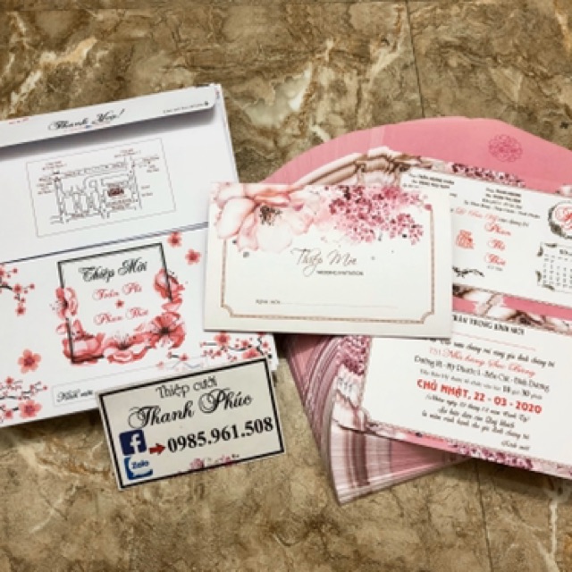 THIỆP CƯỚI HOA ANH ĐÀO