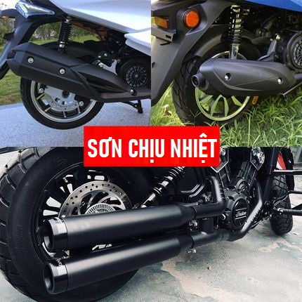 Sơn chịu nhiệt HaoShun 1200 màu đen mờ H2, chống cháy - sơn pô xe máy ô tô chuyên dụng hàng loại tốt chịu nhiệt độ cao