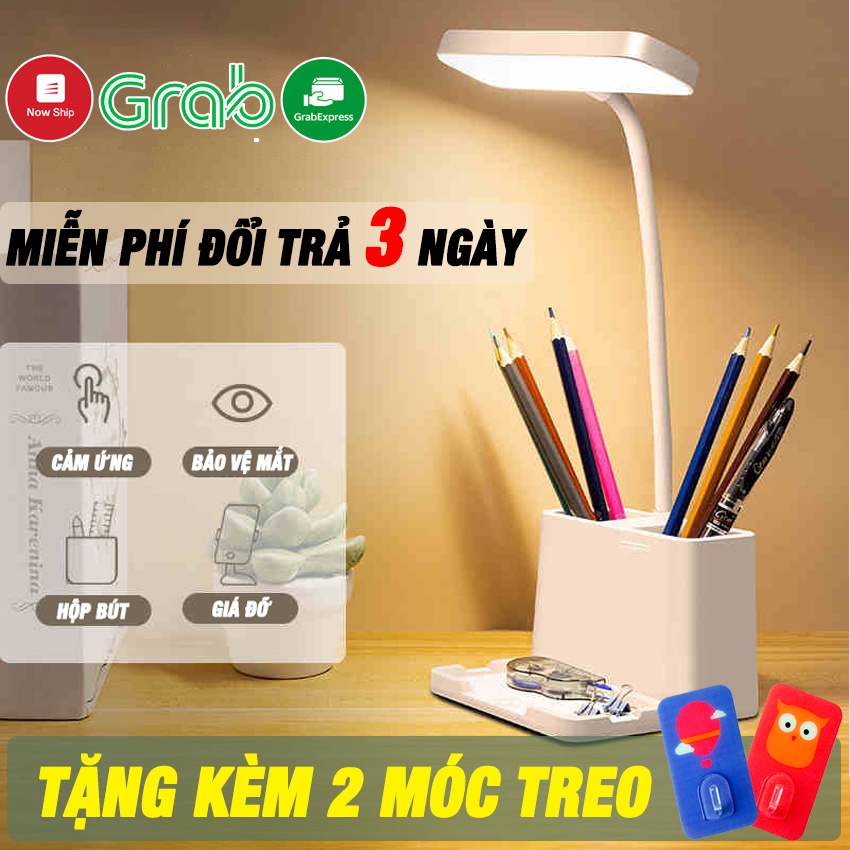 Đèn Học Để Bàn Shopehouse – 3 Chế Độ Sáng Ánh Sáng Tự Nhiên Bảo Vệ Mắt – Có 2 Ngăn Để Bút – Bật Tắt Cảm Ứng