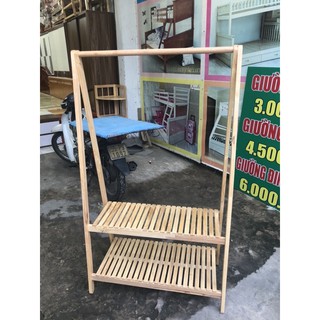 Kệ treo quần áo chữ A gỗ Sồi & giá treo quần áo chữ A 2 tầng gỗ cao su