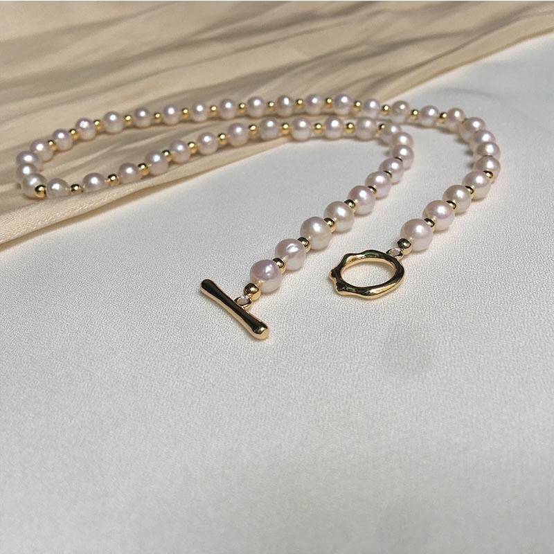 Chuỗi đeo cổ 6-7ly mix bi titan khóa OT bạc 925