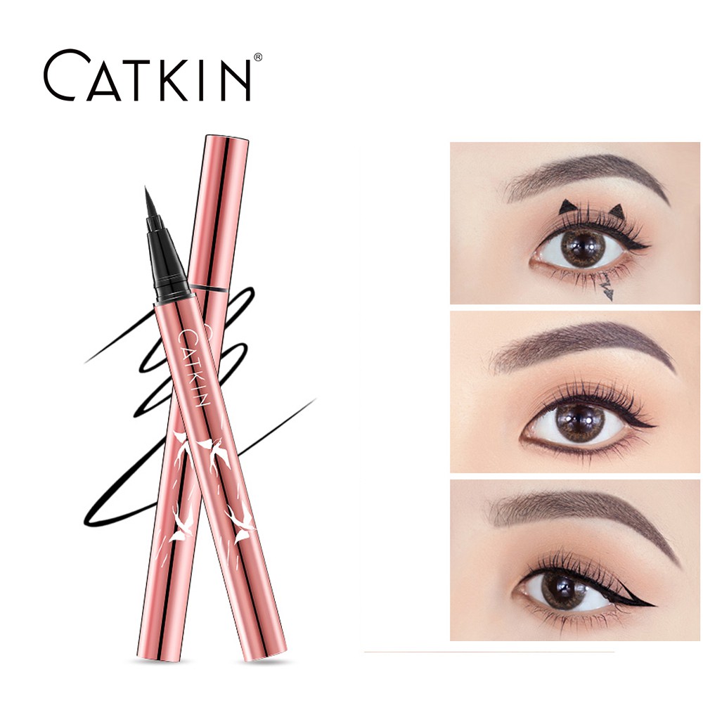 Bút kẻ mắt CATKIN dạng lỏng màu đen lâu trôi chống thấm nước 0.5g trang điểm nhanh chóng