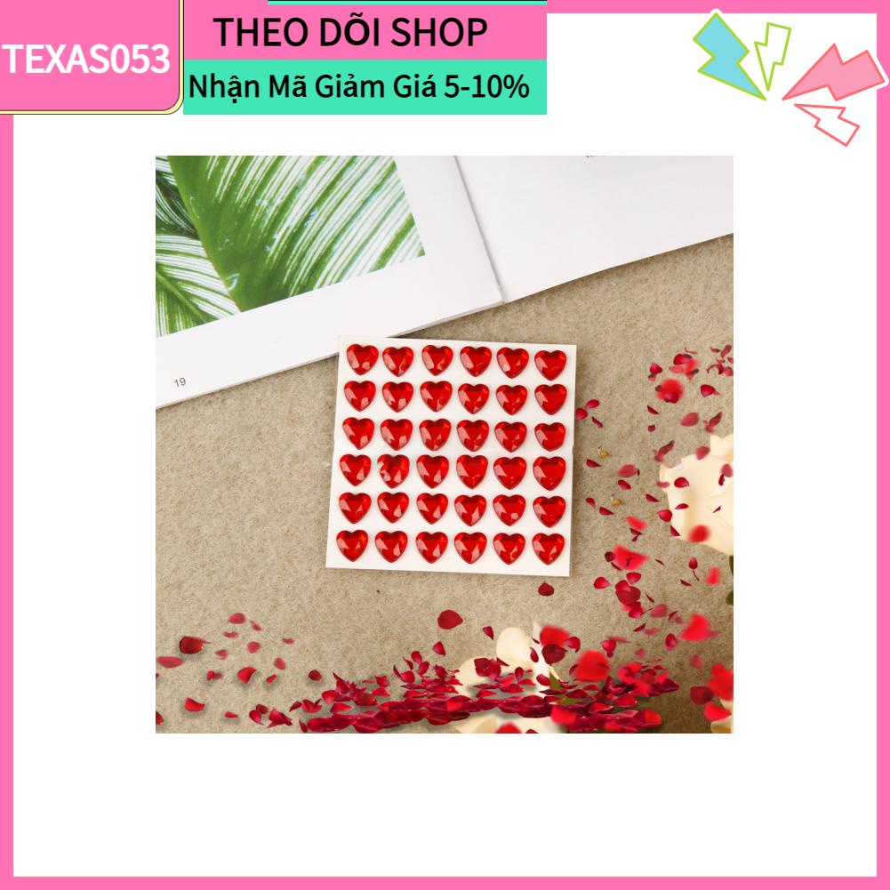 Texas053 36 Pcs 10mm Self Adhesive Rhinestones Stickers Acrylic Heart Bling for DIY Crafts Decoration