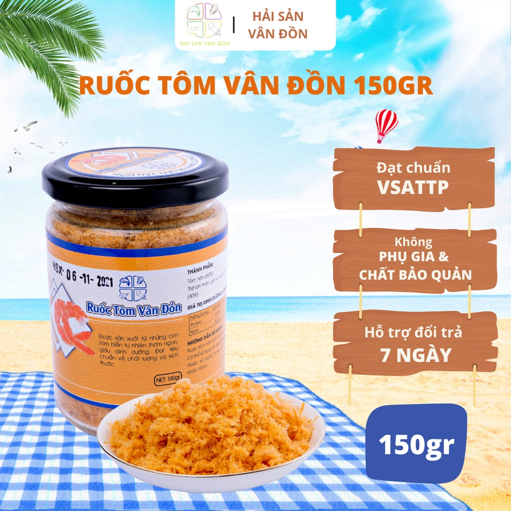 Ruốc Tôm Vân Đồn 150gr ĐẬM ĐÀ HƯƠNG VỊ BIỂN Làm Từ Tôm Biển Tự Nhiên, Mềm, Thơm Ngon Không Chất Phụ Gia