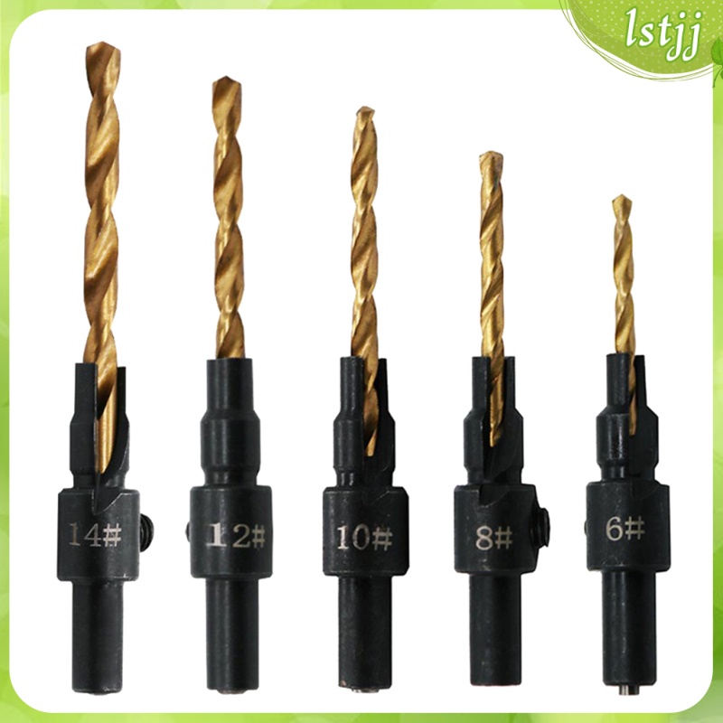 5Pcs Countersink Drill Bit Set with Hex Shank Sets Carpentry Tools