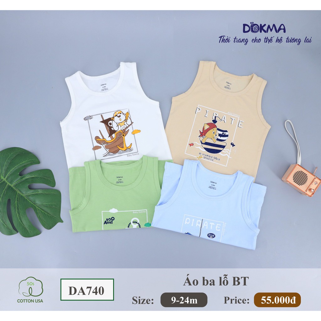 (6-24M) Áo ba lỗ/áo sát nách vải cotton cho bé - DOKMA