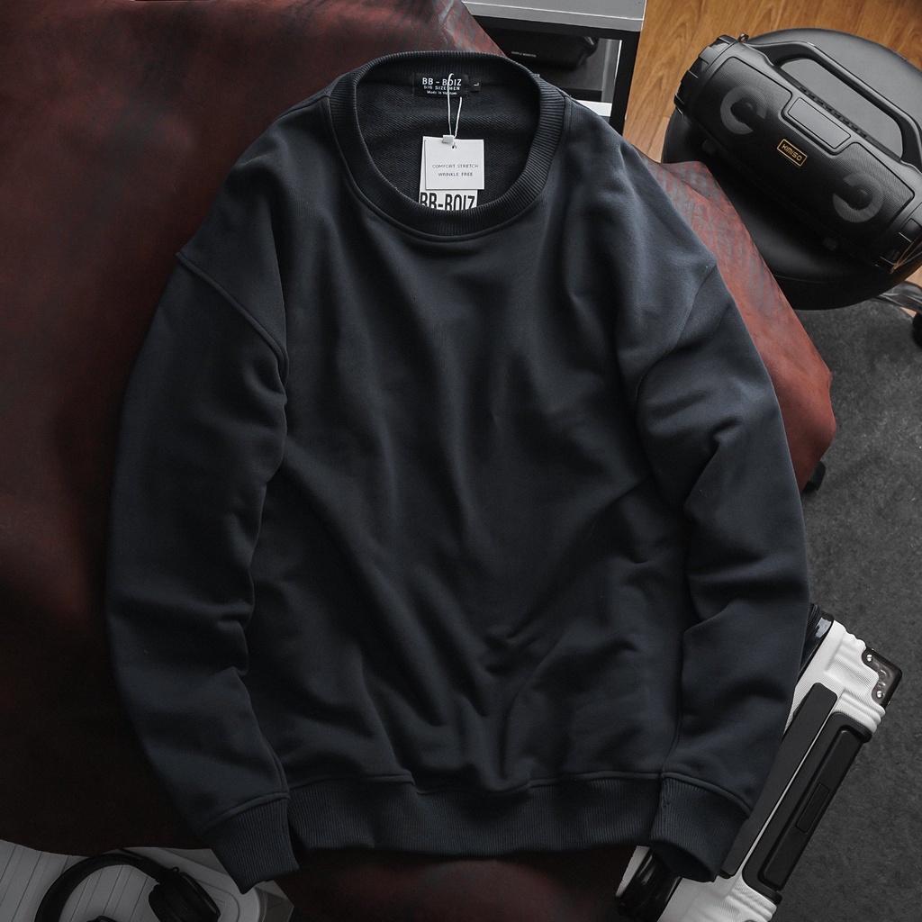 Áo sweater nam vải nỉ form bigsize 90kg - 120kg - Trơn