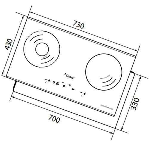 Bếp điện từ Canzy CZ MIX823S nhập khẩu Tây Ban Nha, Bếp đôi 1 từ + 1 hồng ngoại