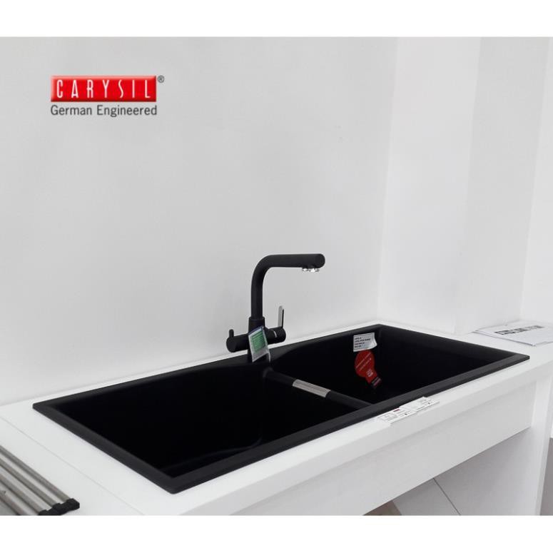 Chậu Rửa Chén CARYSIL Bằng Đá Granite 2 Hố Lớn LAC1-03 - Màu Đen