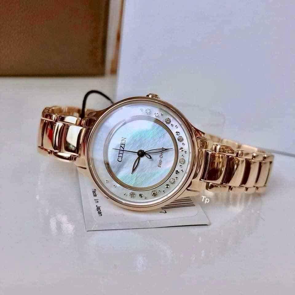 Đồng hồ nữ chính hãng Citizen EM0382-86D - Máy Quartz pin Eco Drive năng lượng ánh sáng- Kính Sapphire