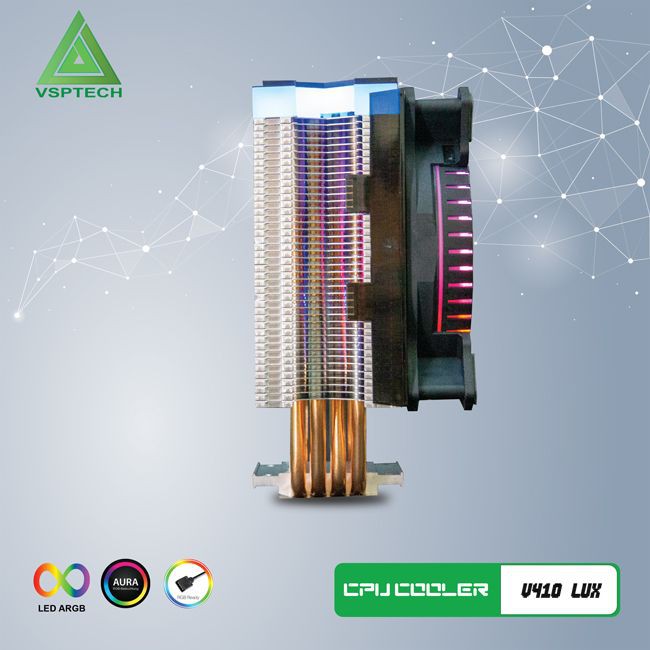 Tản nhiệt khí CPU 4 ống đồng VSP V410 LUX 1 fan 12cm Đa năng