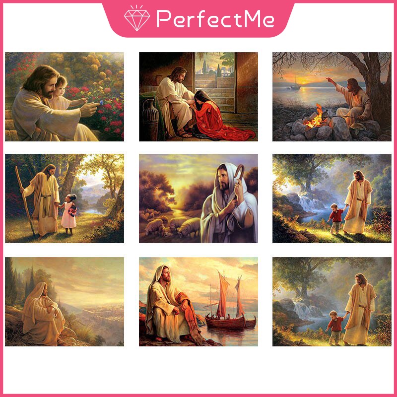 Bộ tranh đính đá 5D họa tiết chúa Jesus độc đáo kích thước 30x40cm DIY dùng trang trí