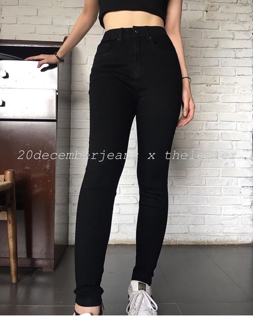 Quần jean nữ đen trơn cao cấp