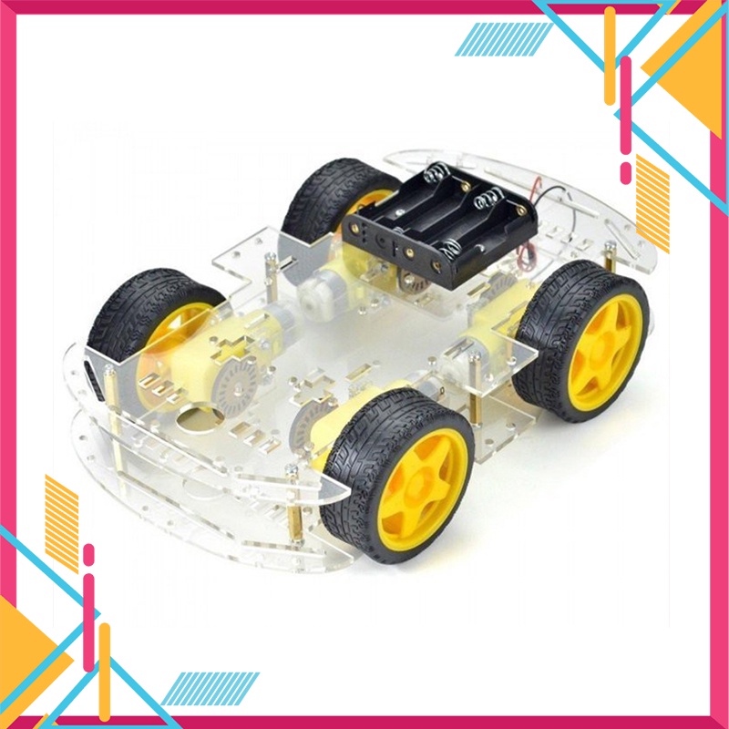 Khung xe robot 4 bánh 2 tầng đủ bộ - Arduino